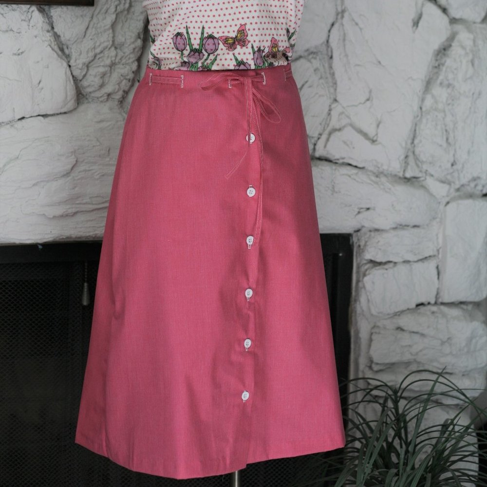 Pink A-line Button Up Skirt